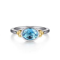 Gabriel & Co. 14K Yellow Gold Sterling Silver Blue Topaz Ring