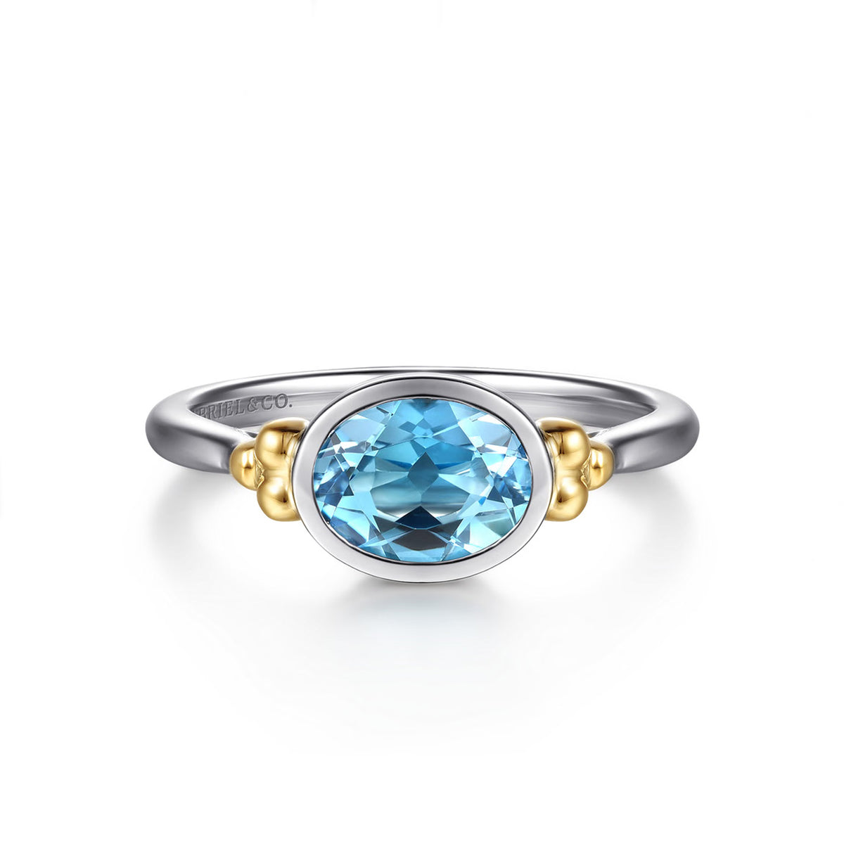 Gabriel & Co. 14K Yellow Gold Sterling Silver Blue Topaz Ring