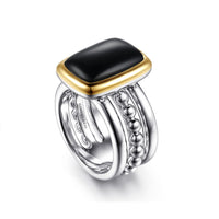 Gabriel & Co. 14K Yellow Gold Sterling Silver Black Onyx Cocktail Ring