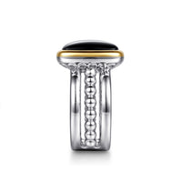 Gabriel & Co. 14K Yellow Gold Sterling Silver Black Onyx Cocktail Ring