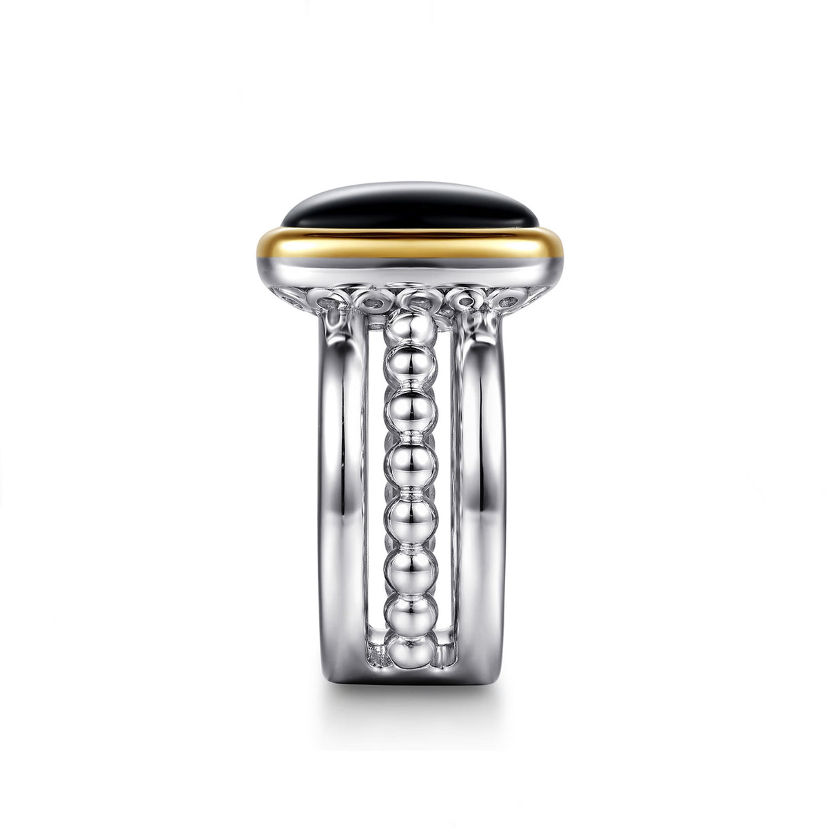 Gabriel & Co. 14K Yellow Gold Sterling Silver Black Onyx Cocktail Ring