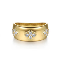 Gabriel & Co. 14K Yellow Gold Clover Station Diamond Ring