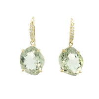 Lauren K. 18K Yellow Gold Green Amethyst & Diamond Earrings img2