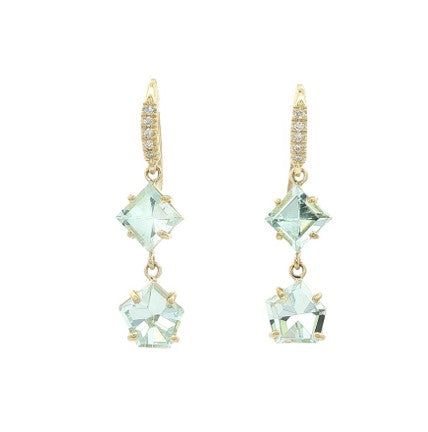 Lauren K. 18K Yellow Gold Mirror Cut Aquamarine Earrings img2