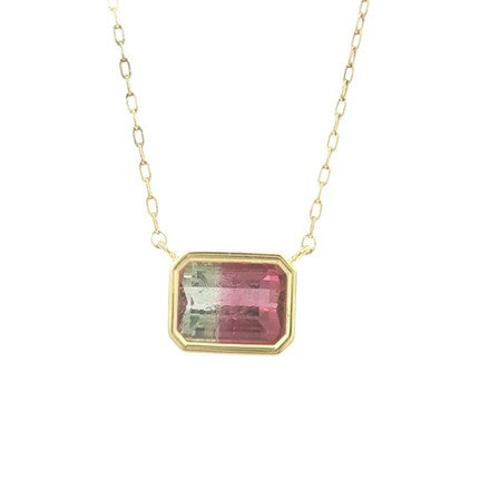 Lauren K. 18K Yellow Gold Small Watermelon Tourmaline Necklace