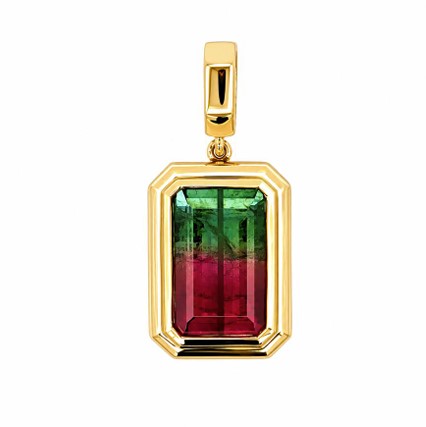Lauren K. 18K Yellow Gold Watermelon Tourmaline Pendant