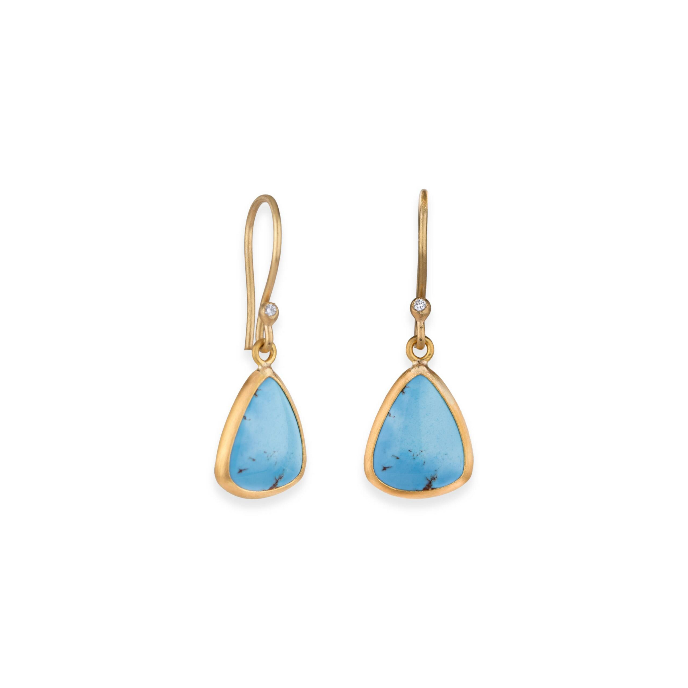 Lika Behar 24K Gold One Of A Kind Pear Shape Turquoise Earrings