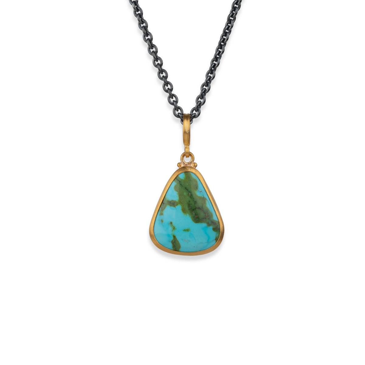Lika Behar 24K Gold & Oxidized Silver One of a Kind Sonoran Turquoise Necklace
