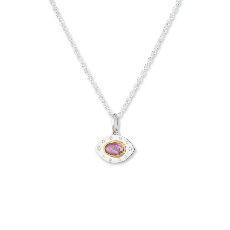 Lika Behar 24K & Sterling Silver Pink Tourmaline Evil Eye Necklace