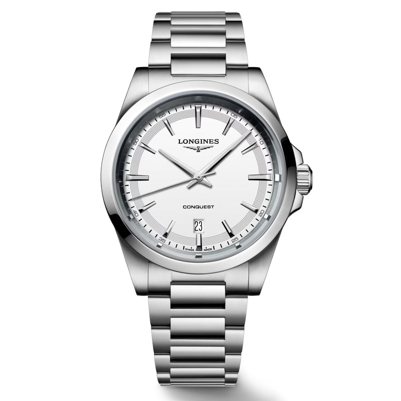 Longines Conquest 41MM Quartz Silver Dial Stainless Steel Watch L38604126