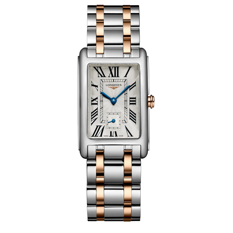 Longines Dolcevita Quartz Silver Flinque Dial Rose Gold Steel Watch L55125717