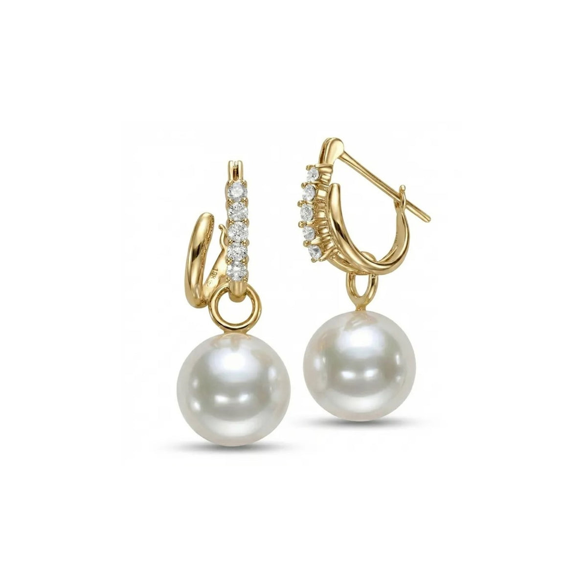 Mastoloni 18K Yellow Gold Diamond Pearl Drop Earrings