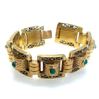 Pre-Owned 18K Yellow Gold Cabochon Turquoise Bracelet