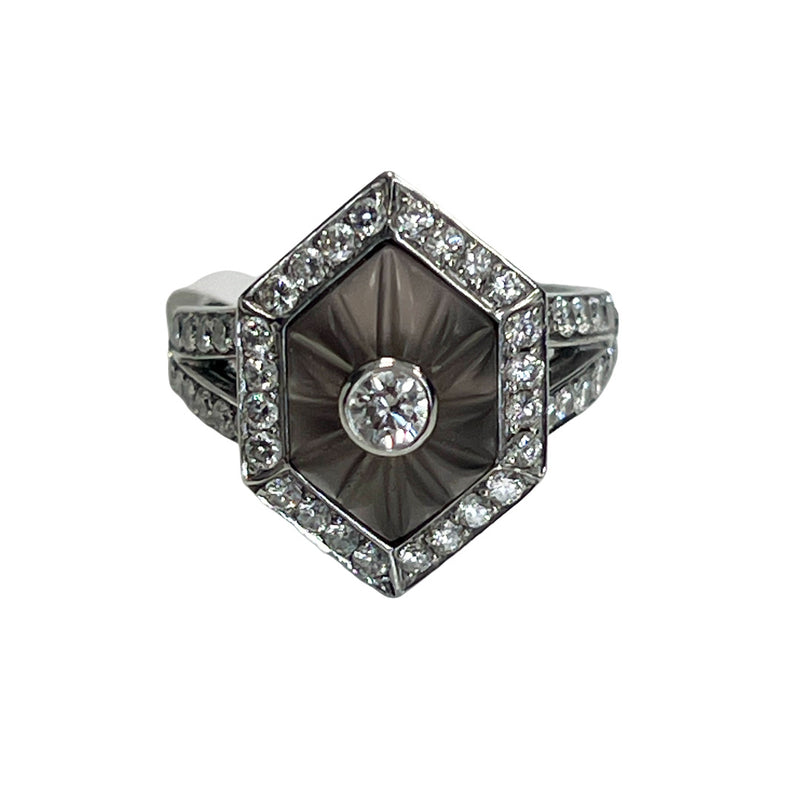 Pre-owned Boucheron 18K White Gold Split Shank Diamond Ring - NAGI