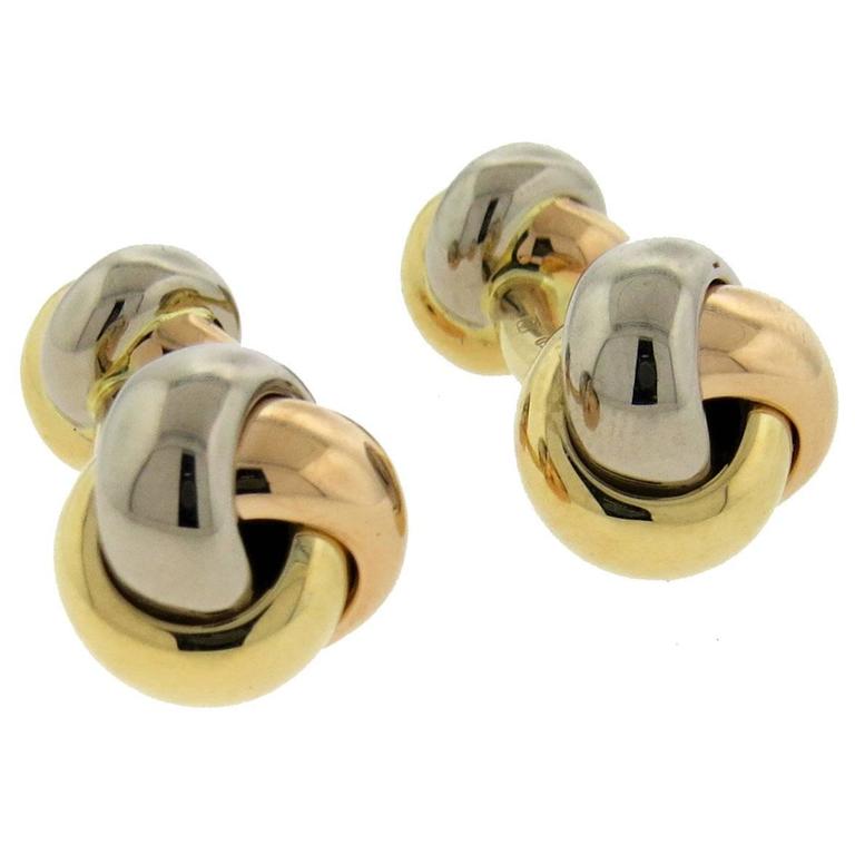Pre-Owned Cartier 18K Tricolor Trinity Knot Cufflinks