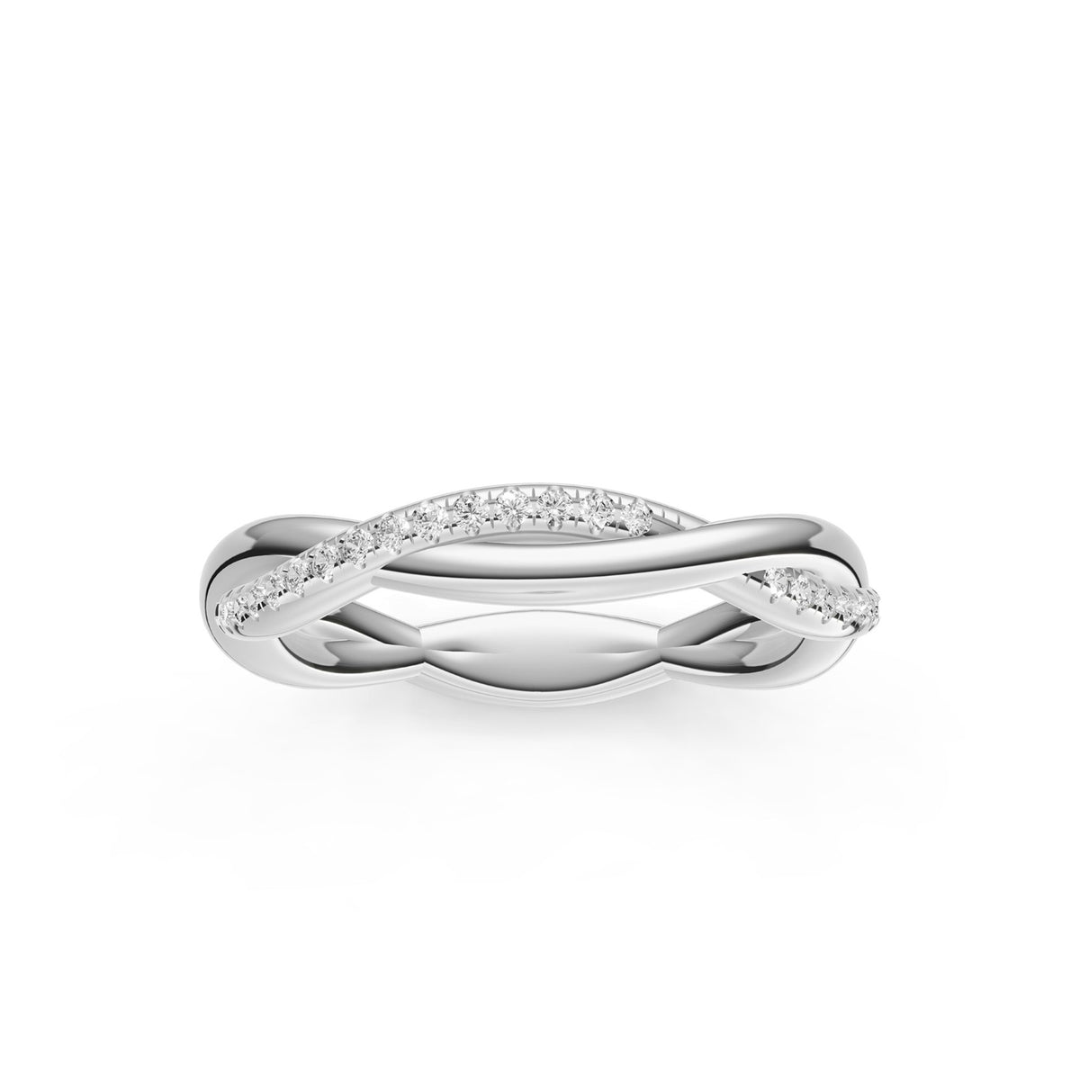 18K White Gold Twist Diamond Band - NAGI