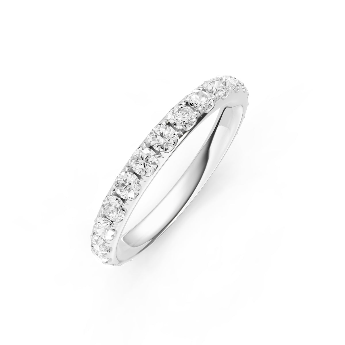 Platinum Diamond Wedding Band with Diamonds Going 3/4Way Around