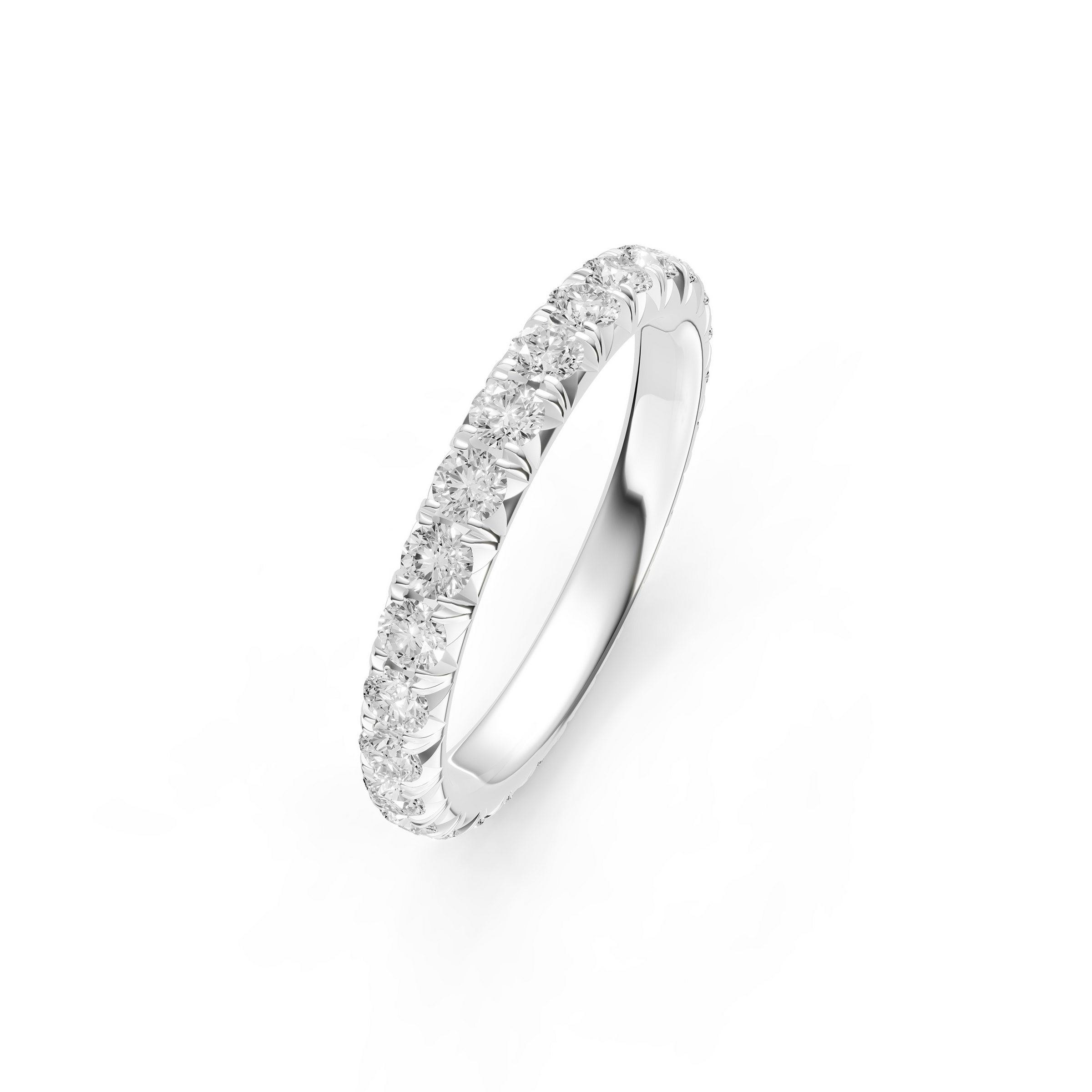 Platinum French Pave Set Diamond Eternity Band