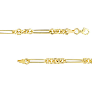 14K Yellow Gold 5+1 Round Paper Clip Chain with Pear Lock