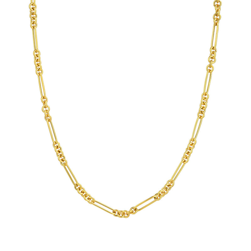 14K Yellow Gold 5+1 Round Paper Clip Chain with Pear Lock