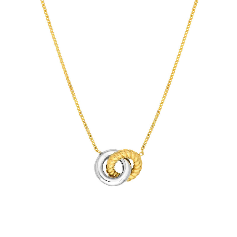 14K Two-Tone Interlocking Circle Necklace