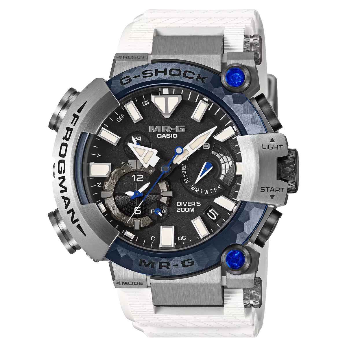 Casio G-Shock Frogman MRG Brinicle White Blue Sapphire Titanium Watch MRGBF1000EB-1A