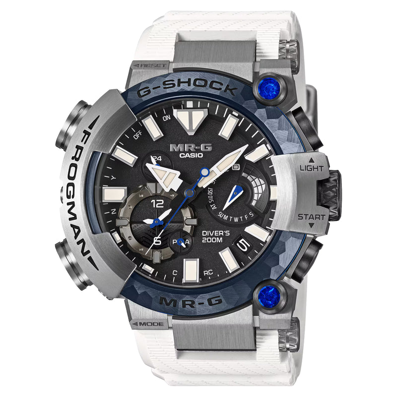 Casio G-Shock Frogman MRG Brinicle White Blue Sapphire Titanium Watch MRGBF1000EB-1A - NAGI