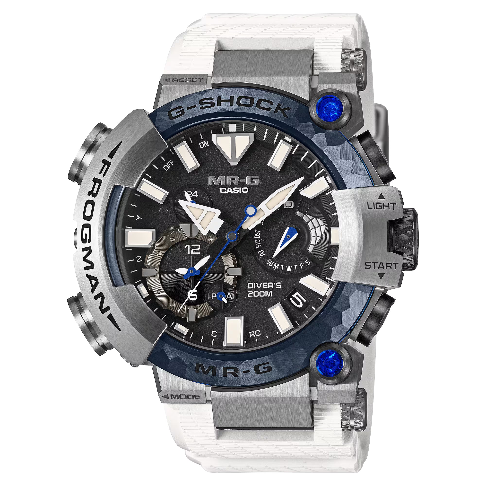 Casio G-Shock Frogman MRG Brinicle White Blue Sapphire Titanium Watch MRGBF1000EB-1A