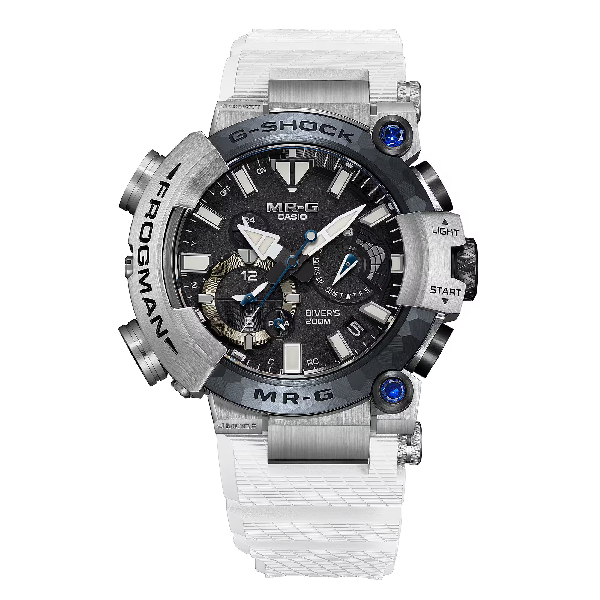 Casio G-Shock Frogman MRG Brinicle White Blue Sapphire Titanium Watch MRGBF1000EB-1A