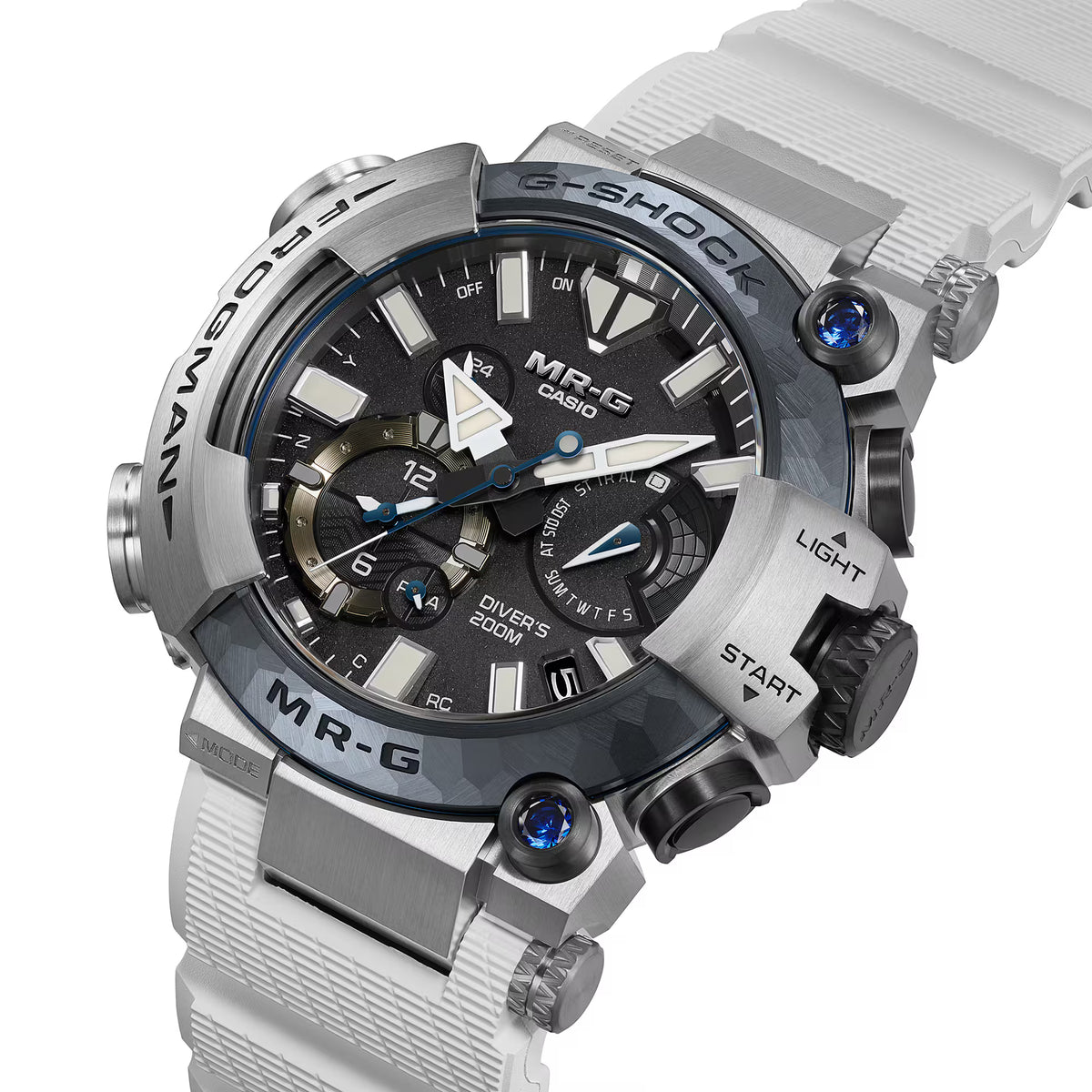 Casio G-Shock Frogman MRG Brinicle White Blue Sapphire Titanium Watch MRGBF1000EB-1A