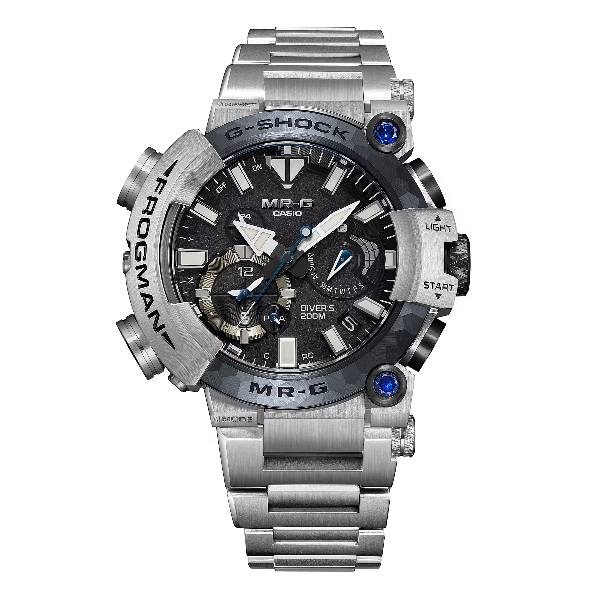 Casio G-Shock Frogman MRG Brinicle White Blue Sapphire Titanium Watch MRGBF1000EB-1A