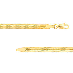 14K Yellow Gold 3.20MM Oval Snake Chain Necklace with Lobster Clasp