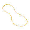 14K Yellow Gold 3.80mm Hollow Paperclip Chain with Pear Lock