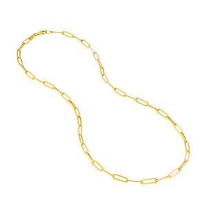 14K Yellow Gold 3.80mm Hollow Paperclip Chain with Pear Lock