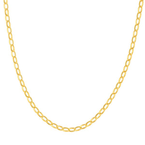 14K Yellow Gold 4.5MM Oval Forzentina Hollow Chain Necklace, 18 Inch