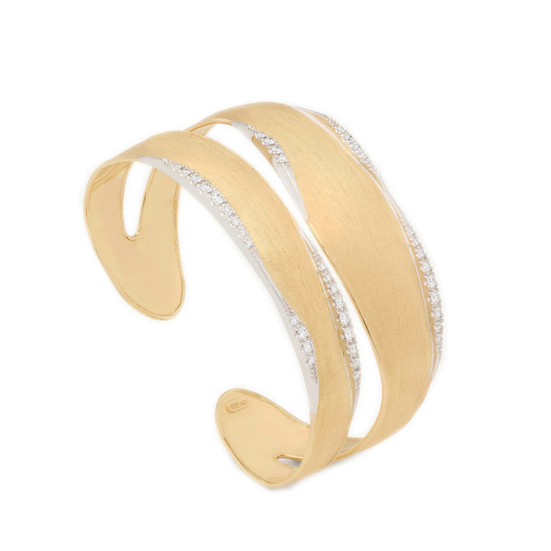 Marco Bicego 18K Yellow Gold Lunaria Split Bangle Bracelet with Diamonds img1