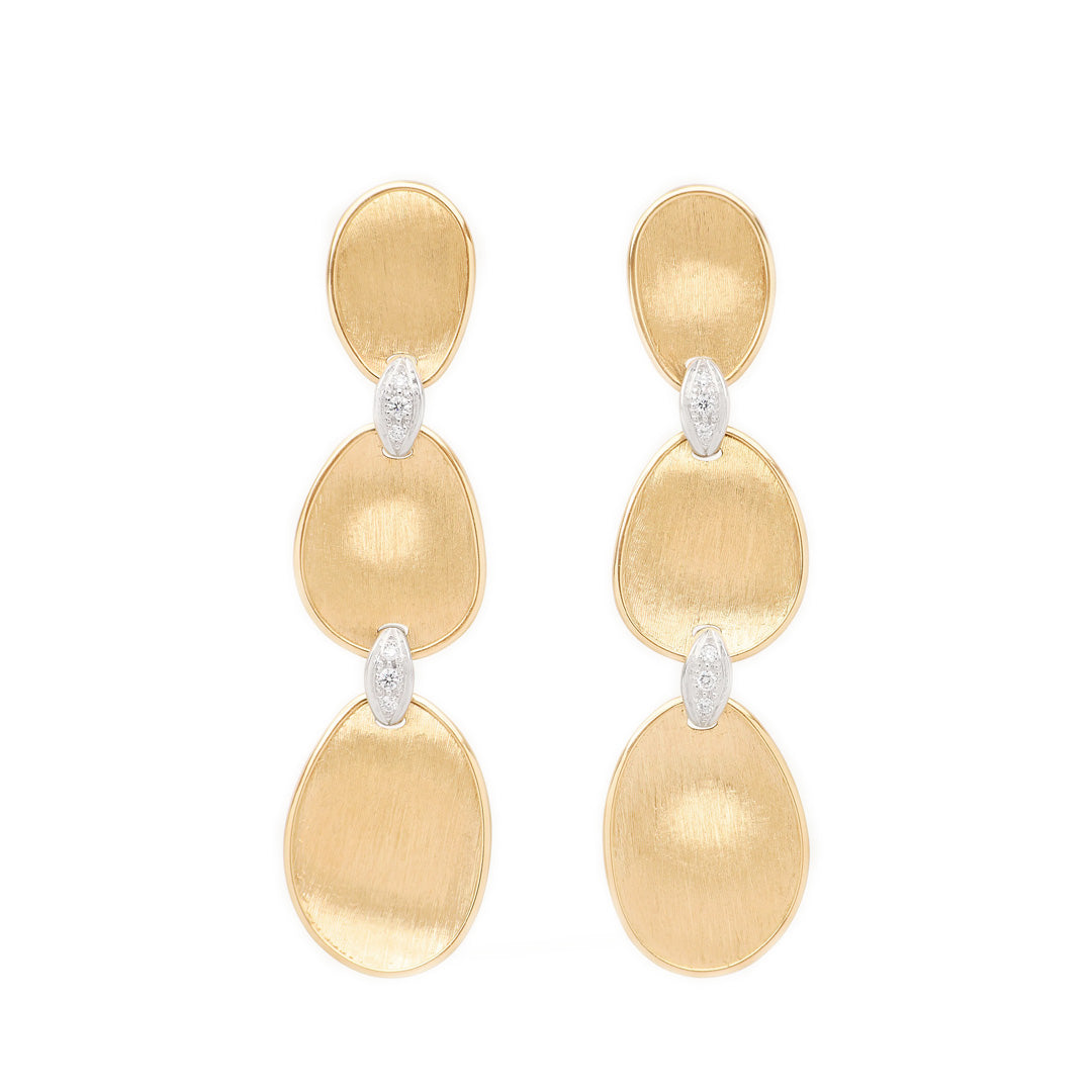 Marco Bicego 18K Yellow Gold Lunaria Three-Drop Earrings with Diamonds