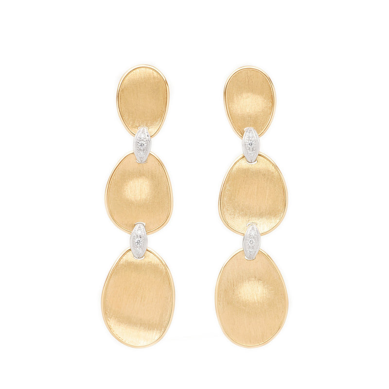 Marco Bicego 18K Yellow Gold Lunaria Three-Drop Earrings with Diamonds