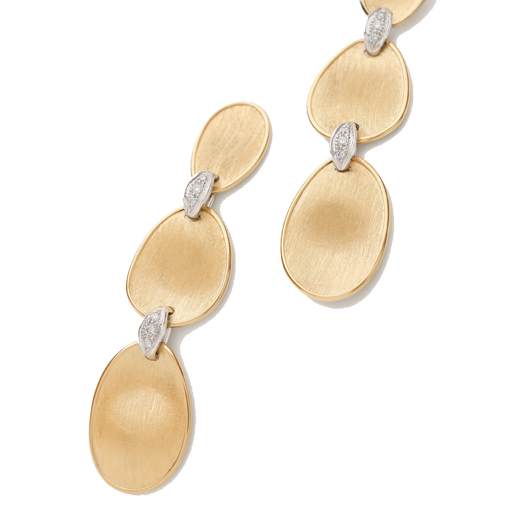 Marco Bicego 18K Yellow Gold Lunaria Three-Drop Earrings with Diamonds img2