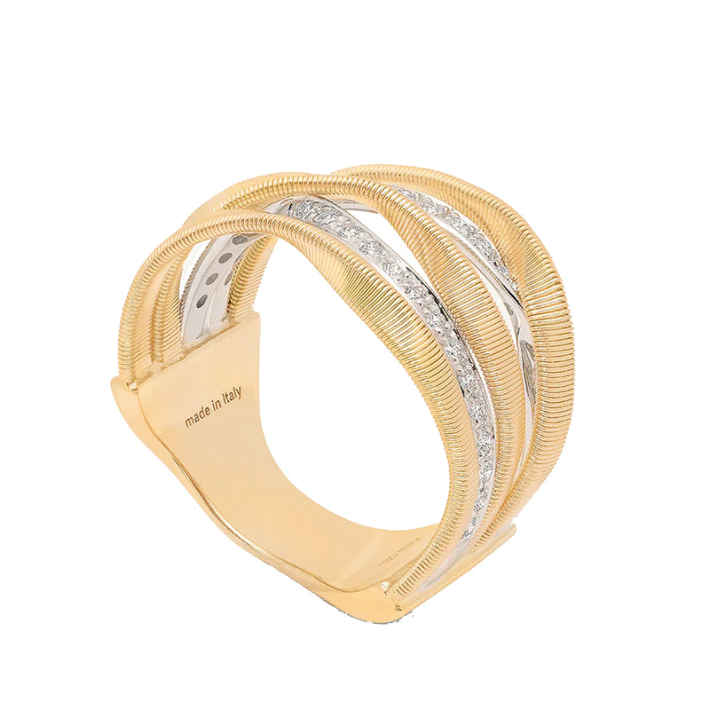 Marco Bicego 18K Yellow Gold Marrakech Coil Ring With Diamonds