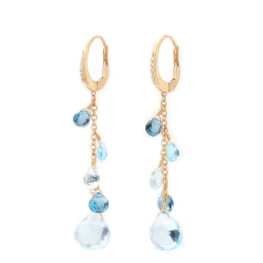Marco Bicego 18K Yellow Gold Single-Strand Topaz Earrings and Diamond Accent
