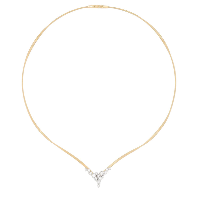 Marco Bicego 18K Yellow Gold V Cluster Diamond Necklace