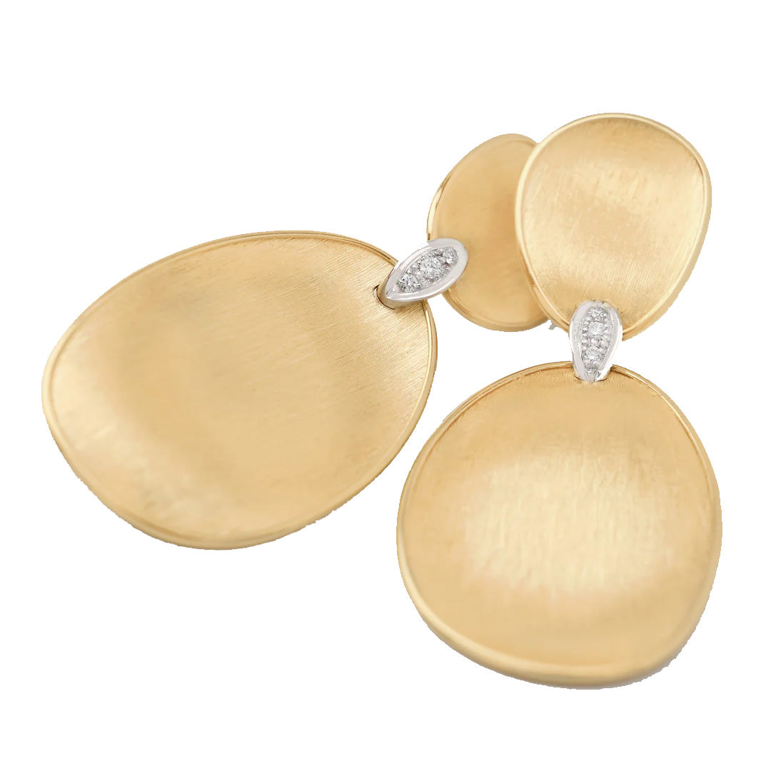 Marco Bicego Lunaria 18K Yellow Gold Two-Drop Earrings with Diamonds img2