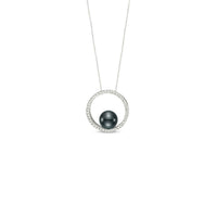 Mastoloni 14K White Gold Black Tahitian Diamond Necklace