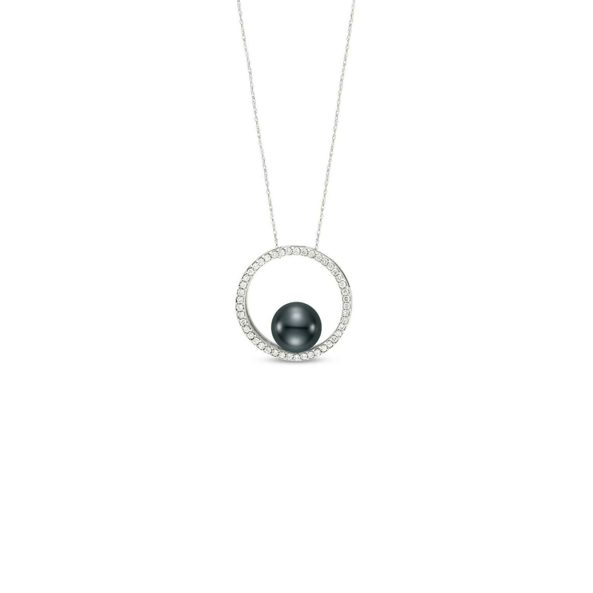 Mastoloni 14K White Gold Black Tahitian Diamond Necklace
