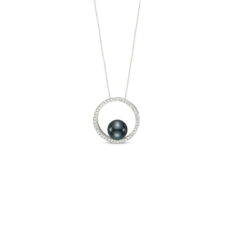 Mastoloni 14K White Gold Black Tahitian Diamond Necklace