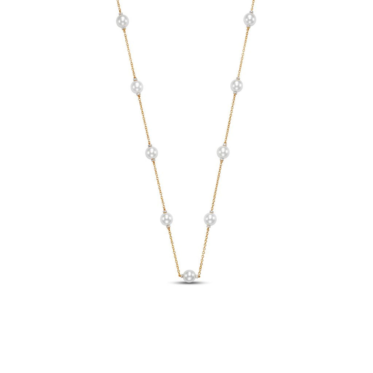 Mastoloni 14K Yellow Gold FreshWater Pearl Station Necklace
