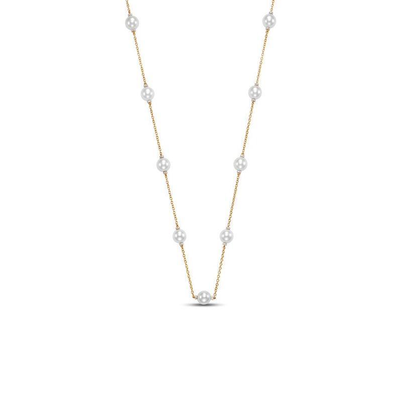 Mastoloni 14K Yellow Gold FreshWater Pearl Station Necklace