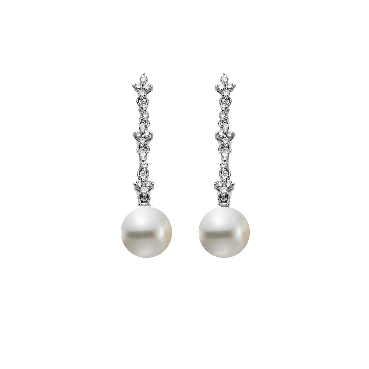 Mastoloni 18K White Gold Diamond Pearl Drop Earrings