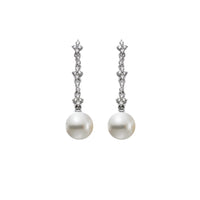 Mastoloni 18K White Gold Diamond Pearl Drop Earrings